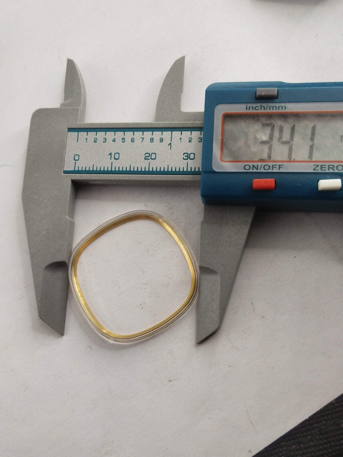 NOS Original Omega acrylic glass / Gold Tension Ring /With logo