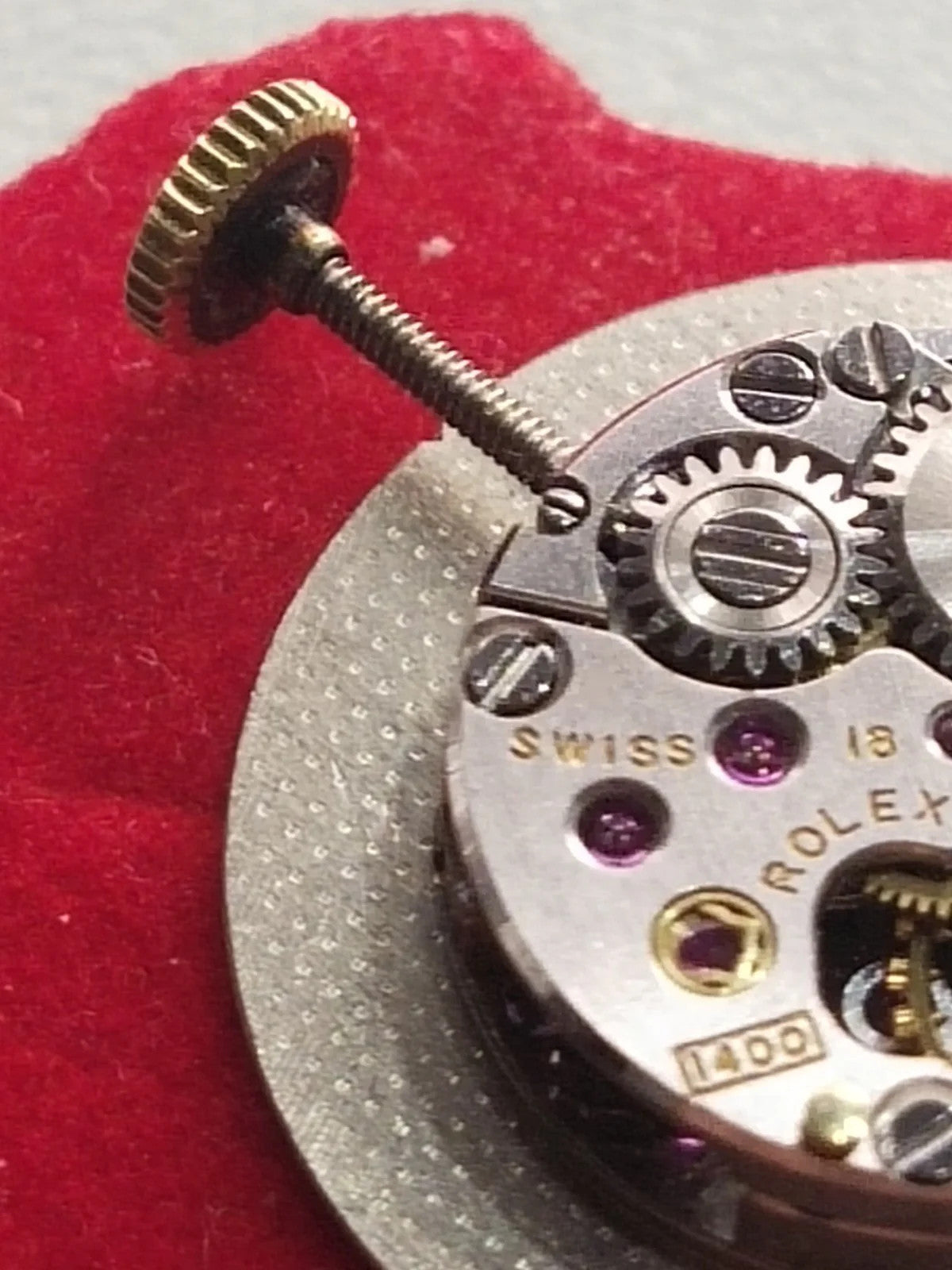 Rolex movement Cal 1400 With Malachite Dial /hands/ gold crown/ Full work /used