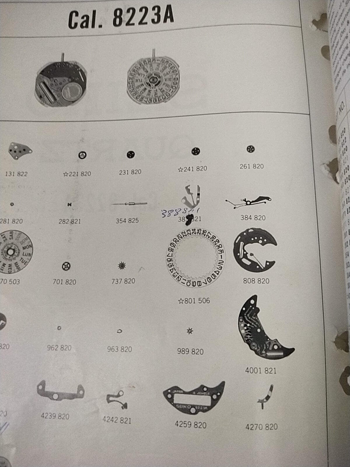 NOS circuit block Seiko Cal / 8223A /8229A/Part . 4001 821