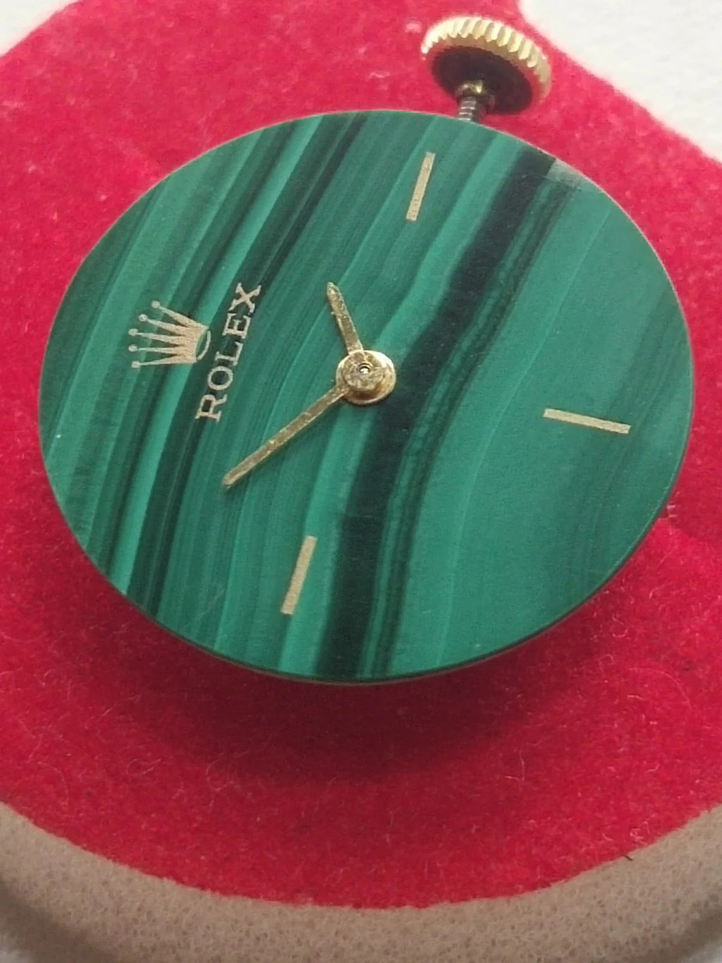 Rolex movement Cal 1400 With Malachite Dial /hands/ gold crown/ Full work /used