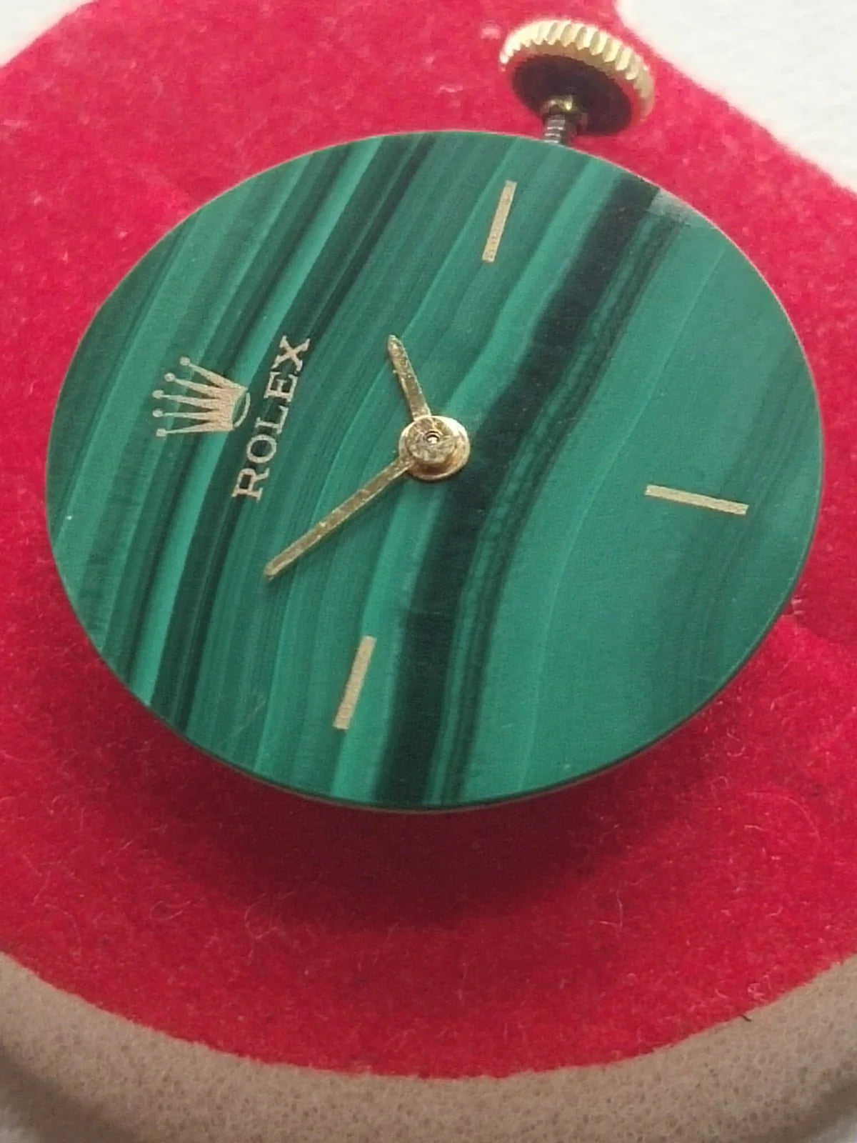 Rolex movement Cal 1400 With Malachite Dial /hands/ gold crown/ Full work /used