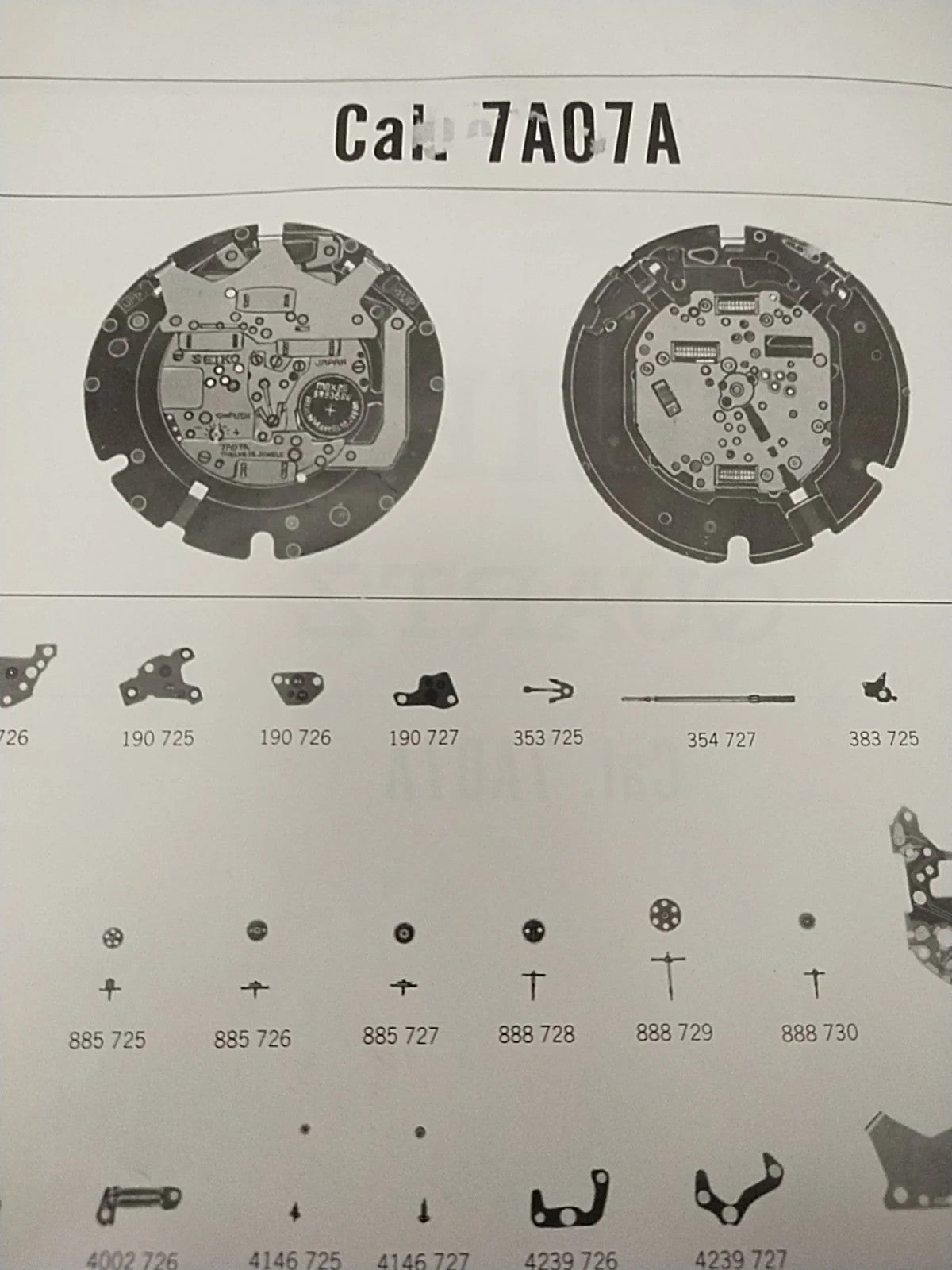 NOS Seiko Cal / 7A07A Part . All parts are available except the circuit.