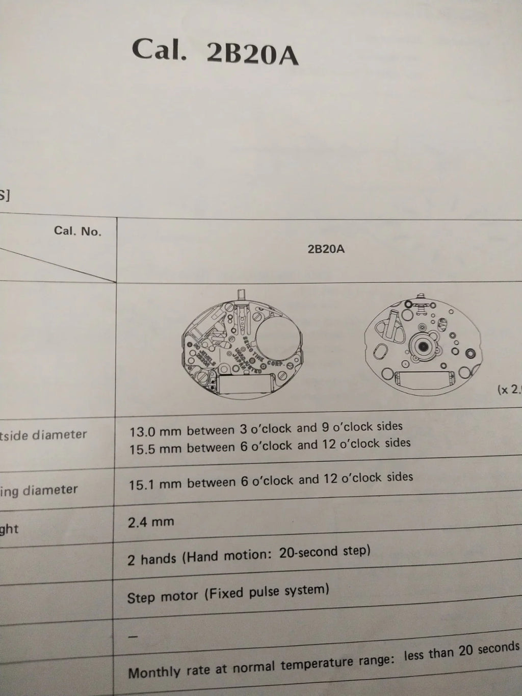 NOS Circuit Plock Seiko Cal . 2B20A / Part . 4000 118