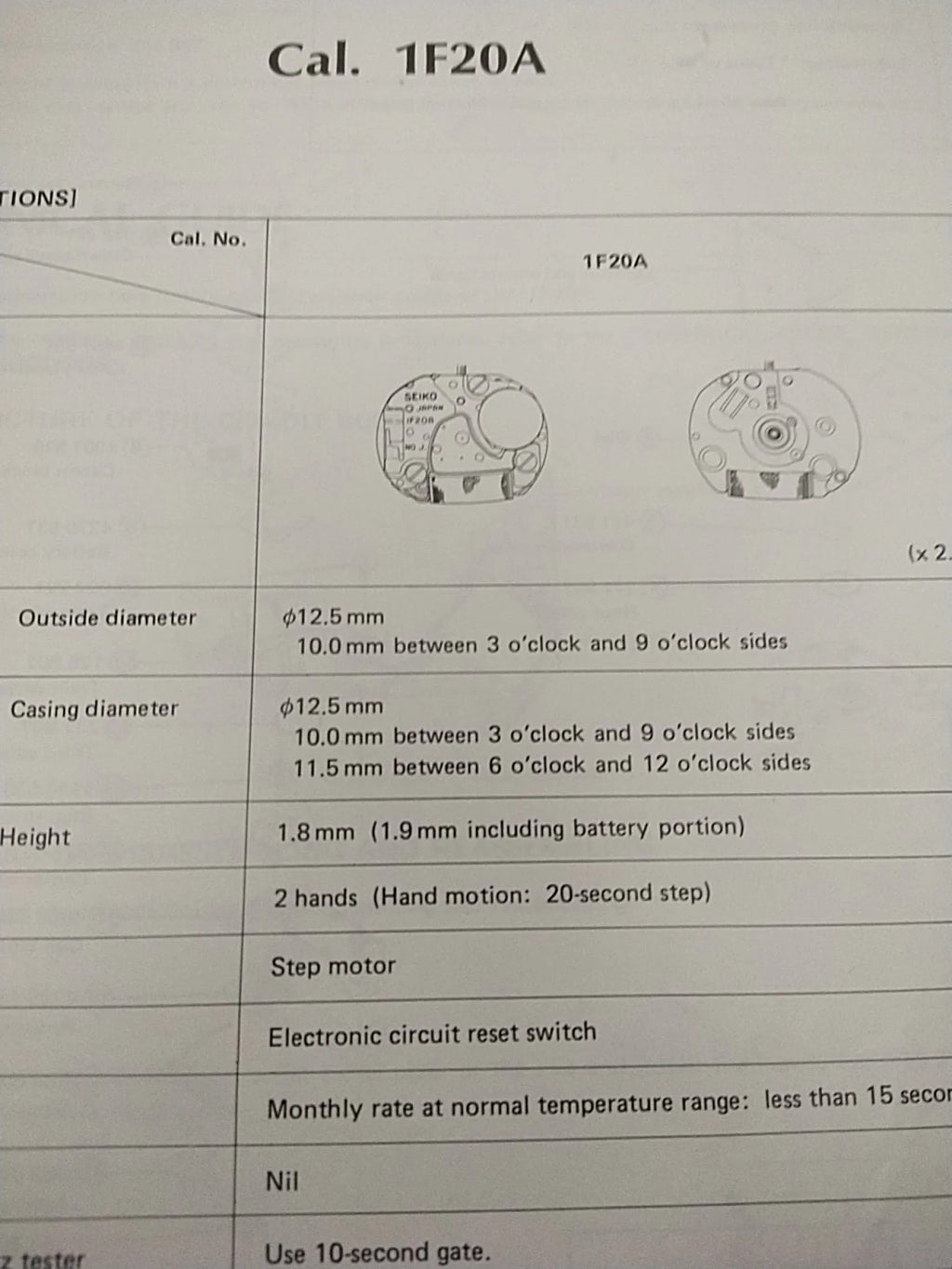 NOS Circuit Plock Seiko Cal / 1F20A /Part . 4001 538