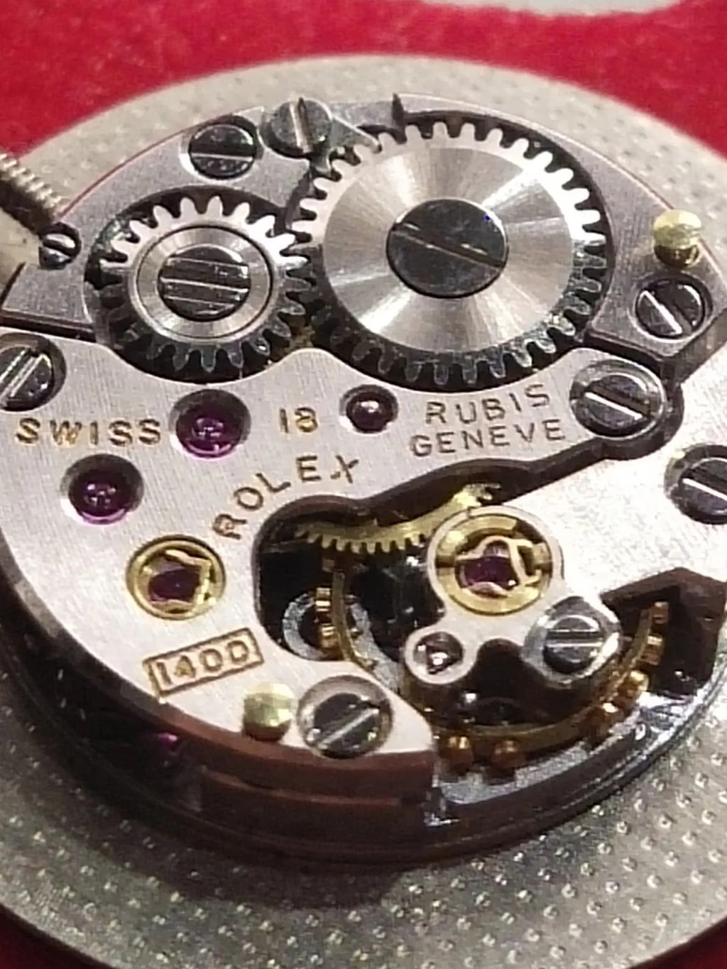 Rolex movement Cal 1400 With Malachite Dial /hands/ gold crown/ Full work /used