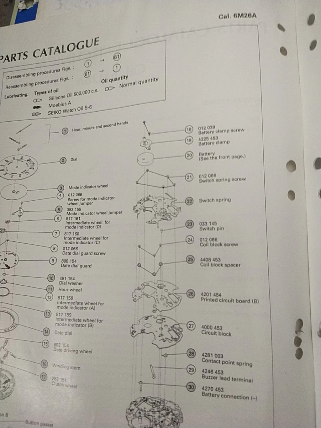 NOS Circuit Plock Seiko Cal / 6M25A /6M26A Part . 4000 453