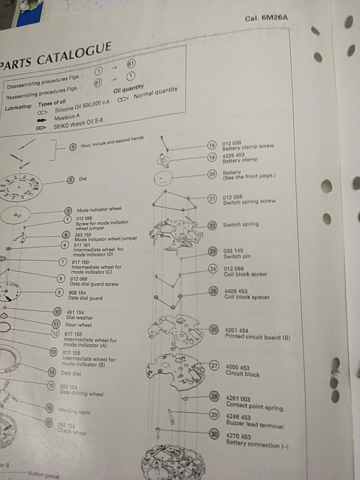 NOS Circuit Plock Seiko Cal / 6M25A /6M26A Part . 4000 453