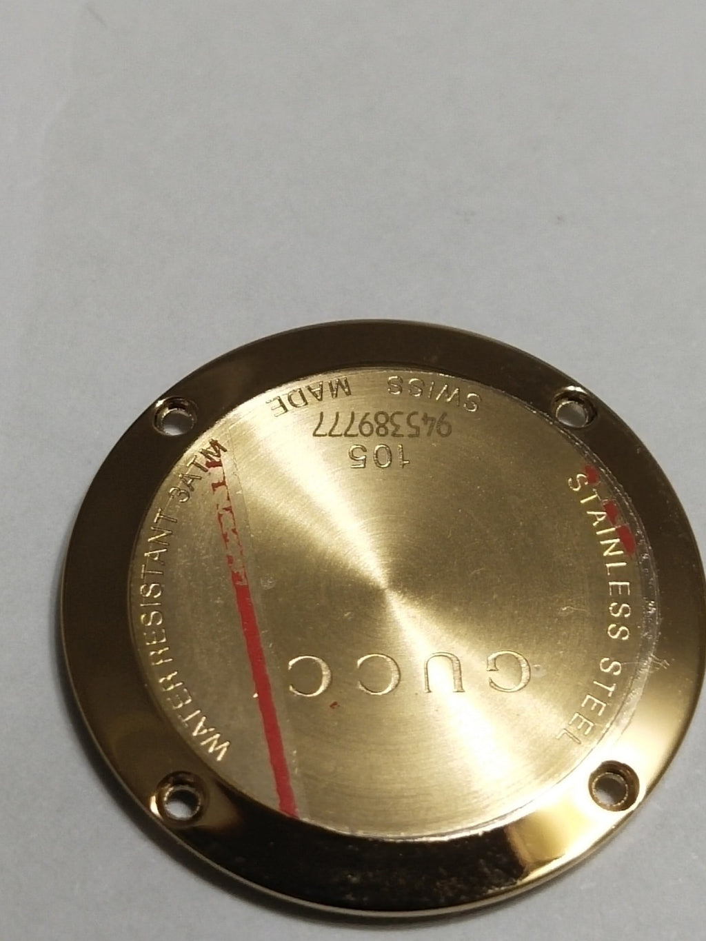 GUCCI Original /  Case Back/ Part No.YDA4109/105/ Gold color 