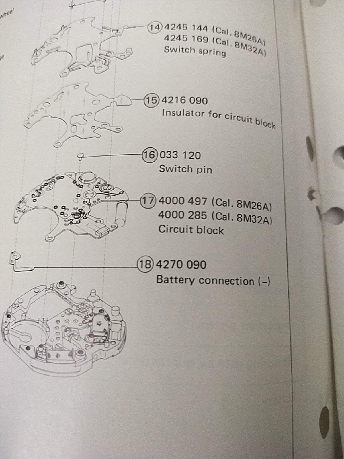 NOS Seiko Circuit block Cal. 8M26A /8M32A/Part . 4000 285/497 Price for one piec