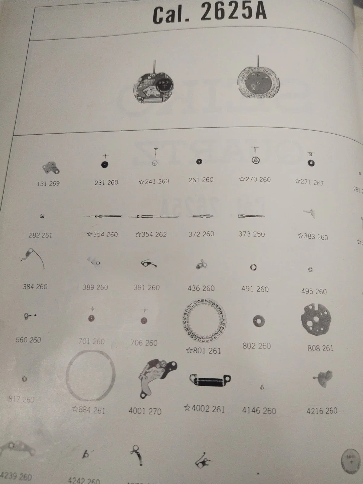 NOS Circuit Plock Seiko Cal / 2625A /Part . 4001 270
