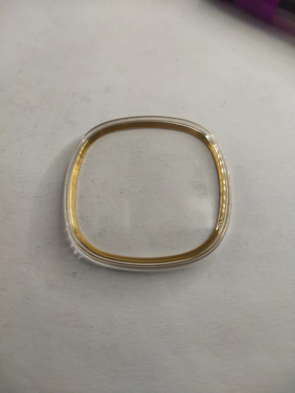 NOS Original Omega acrylic glass / Gold Tension Ring /With logo