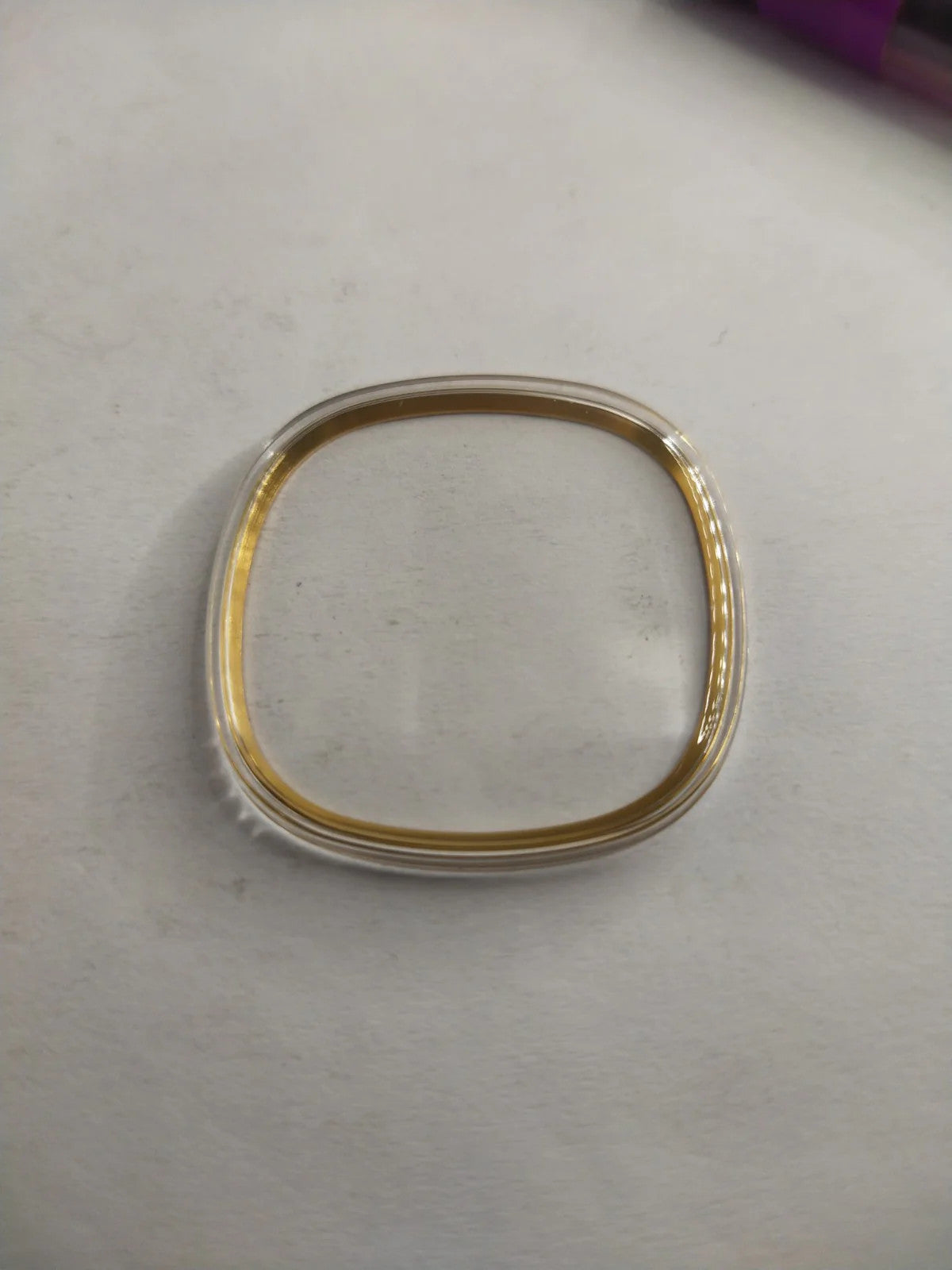 NOS Original Omega acrylic glass / Gold Tension Ring /With logo