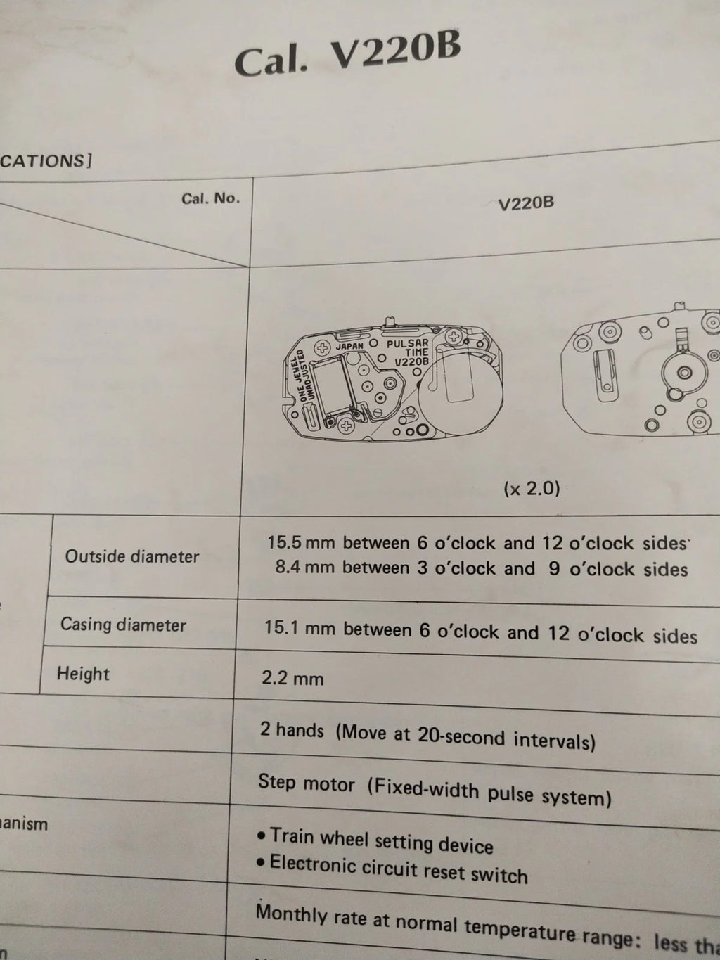 NOS Circuit Plock Seiko Cal / V220B/Part . 4000 355