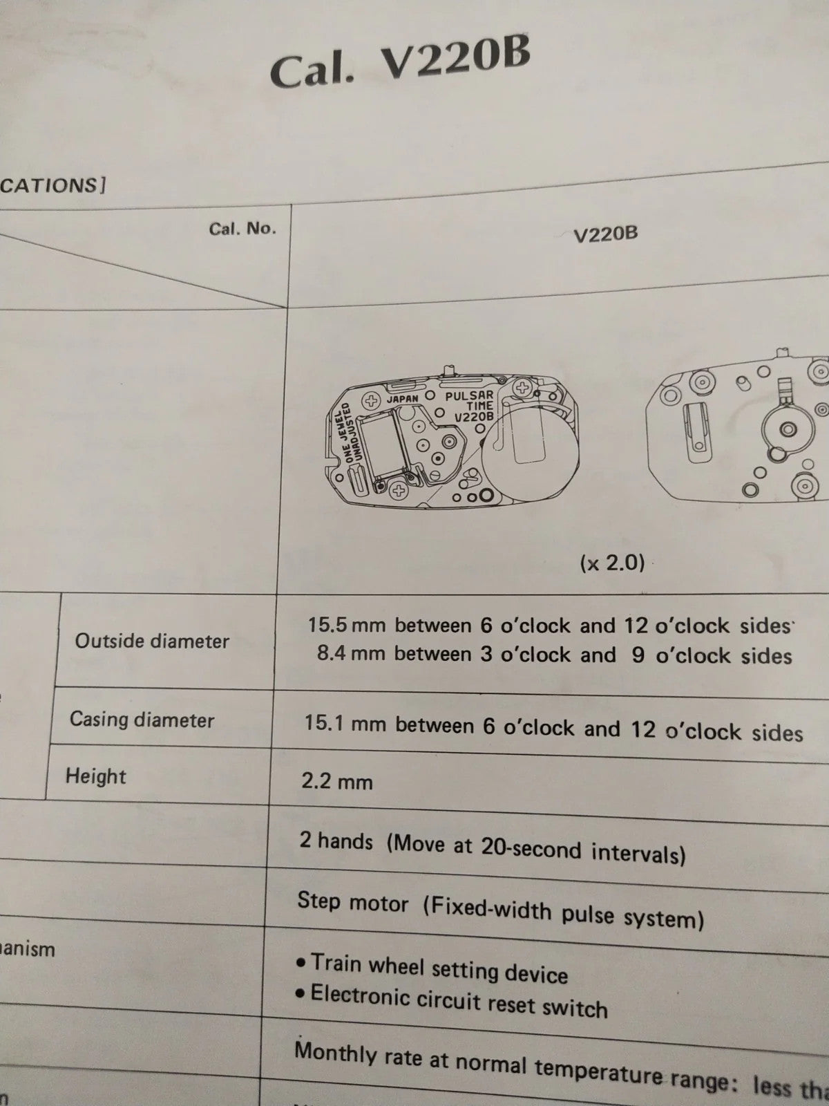 NOS Circuit Plock Seiko Cal / V220B/Part . 4000 355