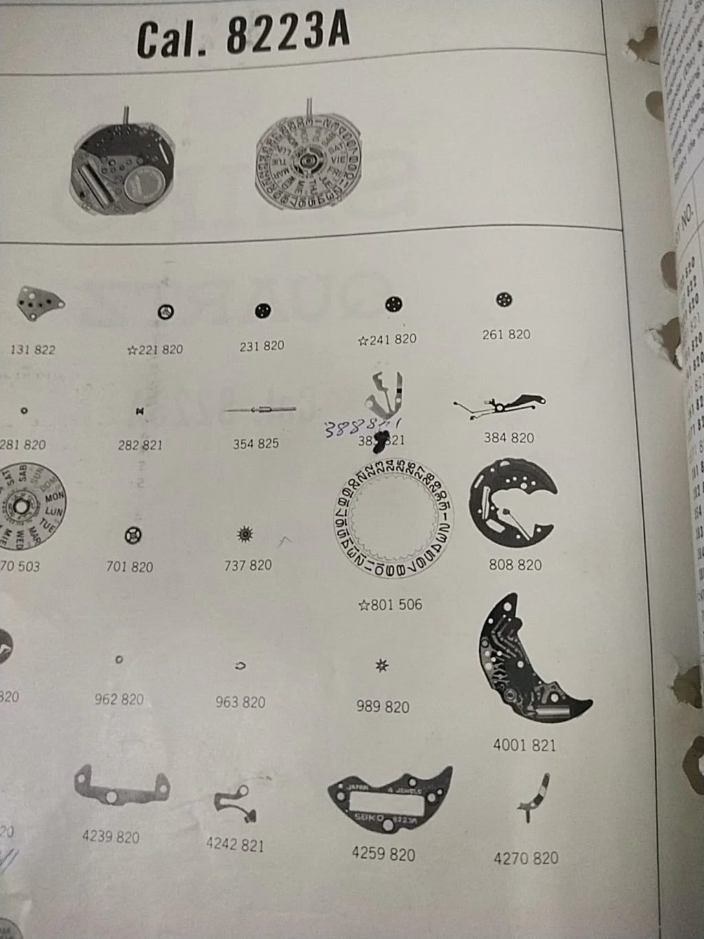 NOS circuit block Seiko Cal / 8223A /8229A/Part . 4001 821