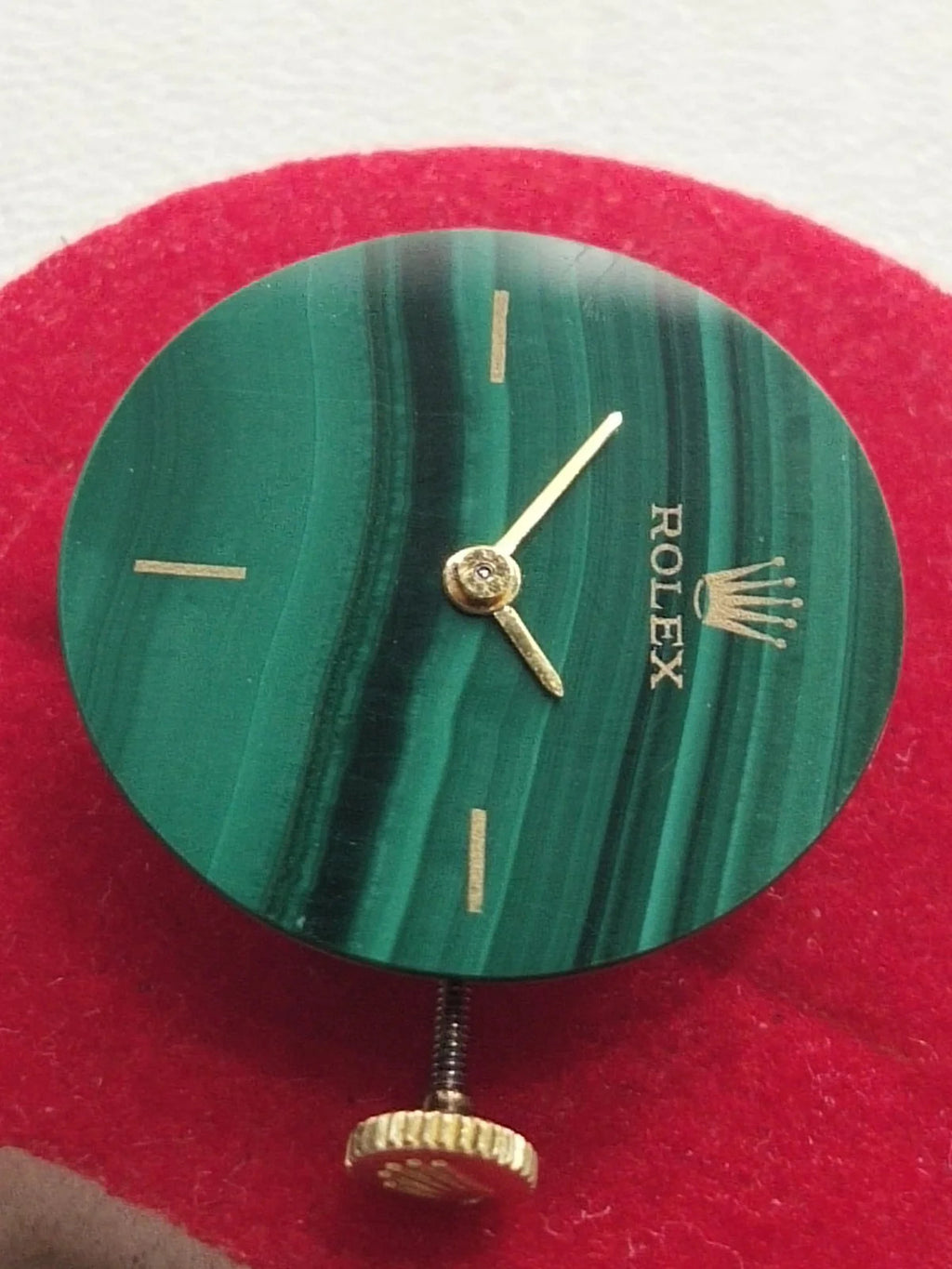 Rolex movement Cal 1400 With Malachite Dial /hands/ gold crown/ Full work /used