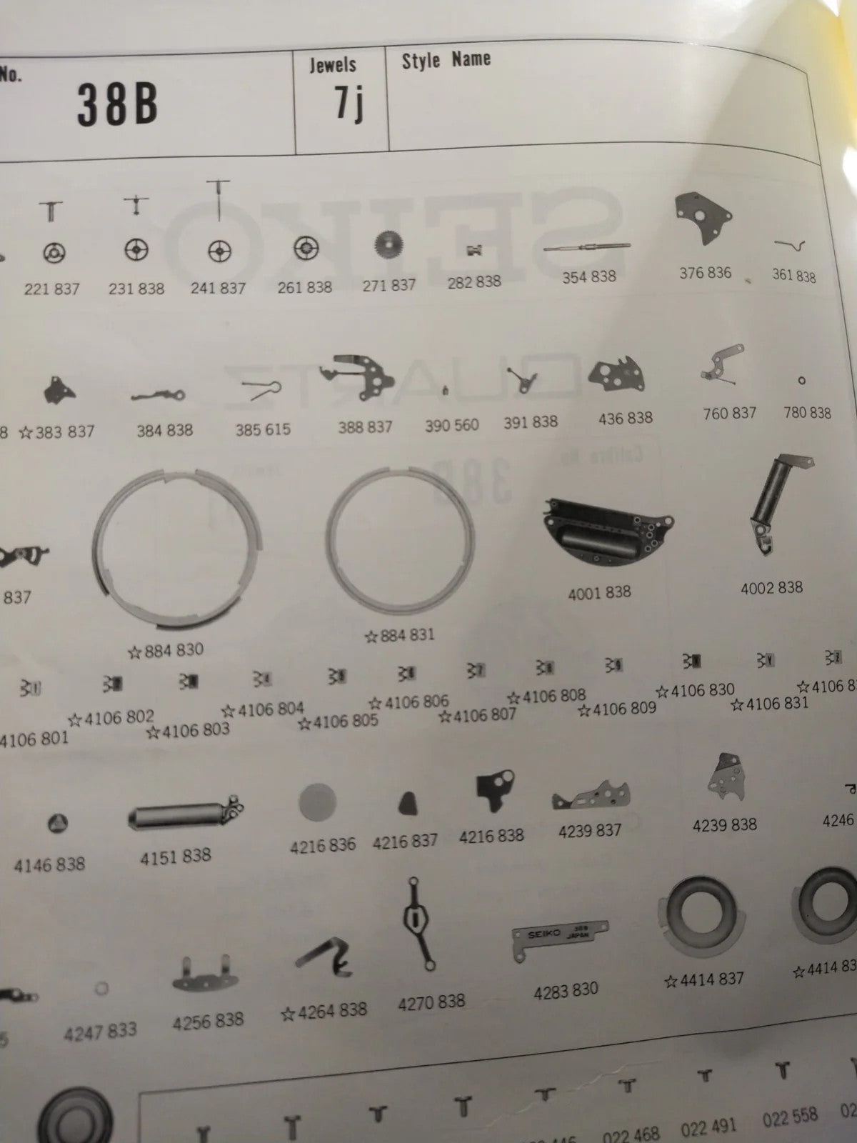 NOS Circuit Plock Seiko Cal / 38B /Part . 4001 838