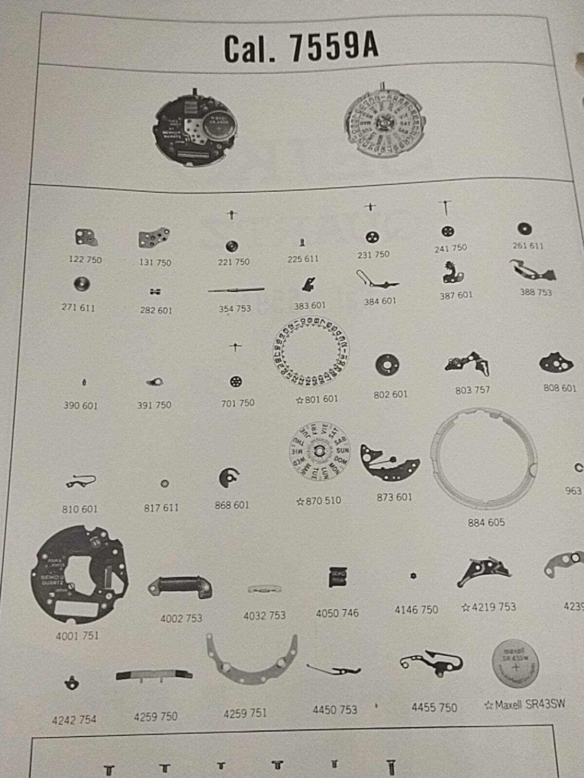 NOS Seiko Circuit block Cal. 7559A Part . 4001 751