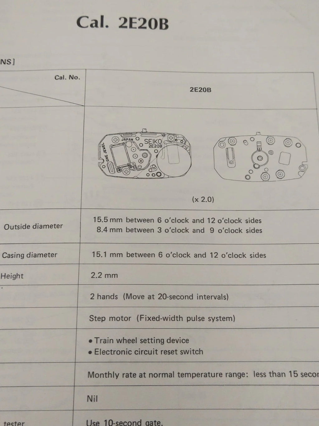 NOS Circuit Plock Seiko Cal / 2F20B /Part . 4000 355