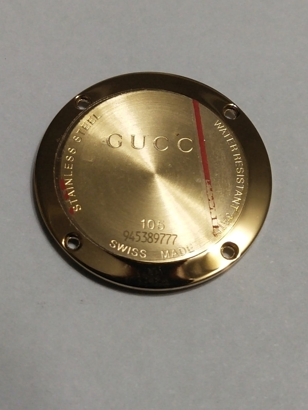 GUCCI Original /  Case Back/ Part No.YDA4109/105/ Gold color 