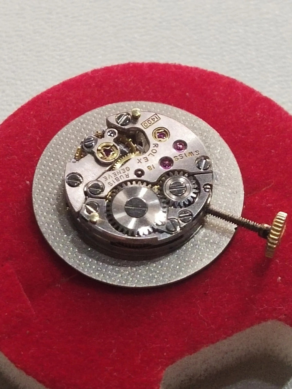 Rolex movement Cal 1400 With Malachite Dial /hands/ gold crown/ Full work /used