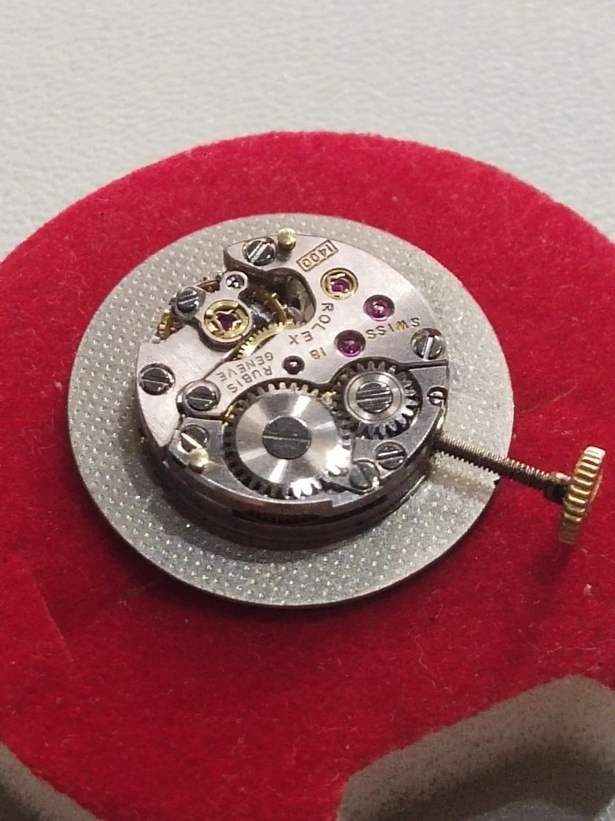 Rolex movement Cal 1400 With Malachite Dial /hands/ gold crown/ Full work /used
