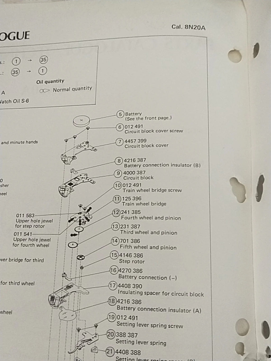 NOS circuit block Seiko Cal / 8N20A Part . 4000 387