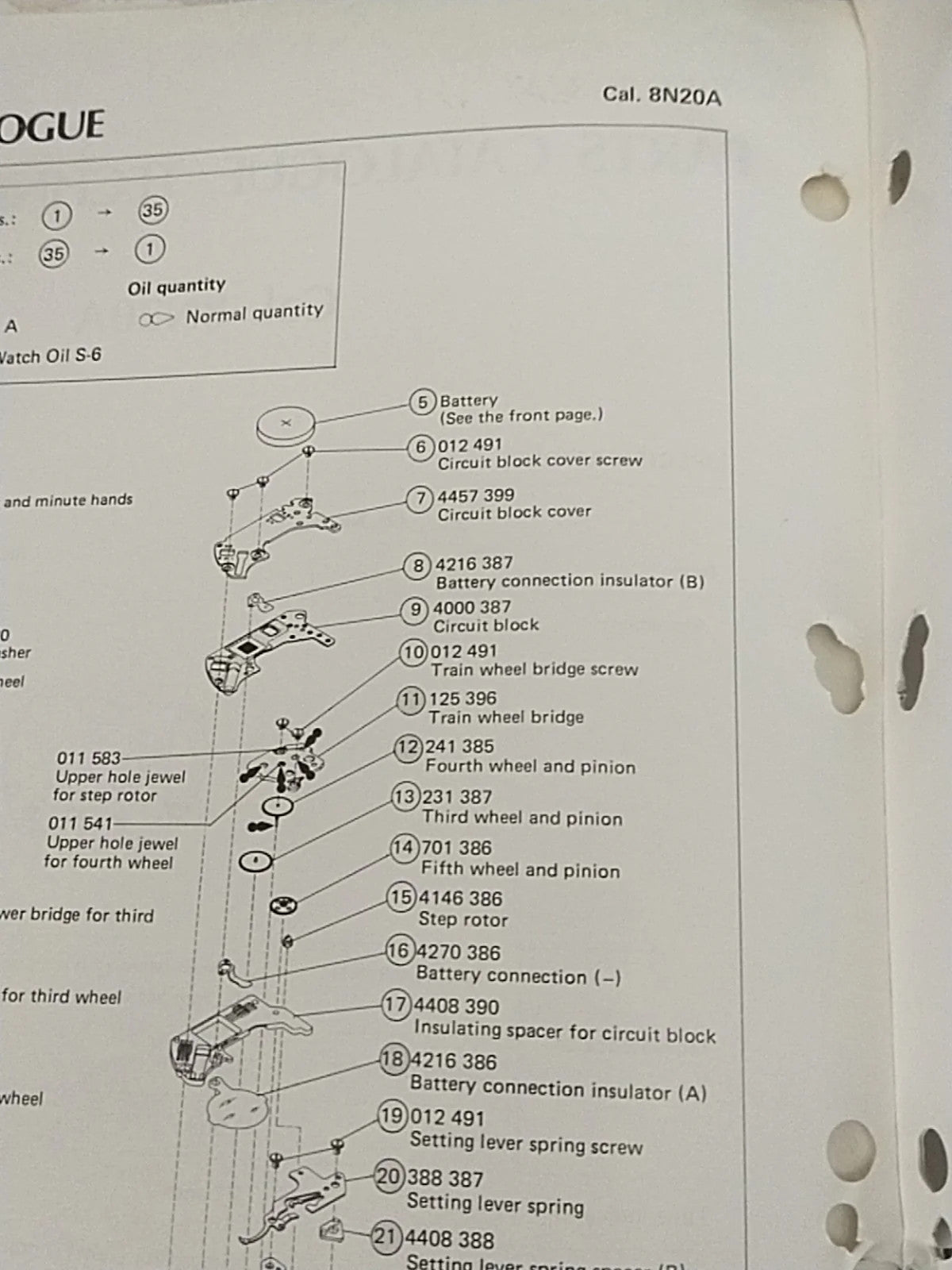 NOS circuit block Seiko Cal / 8N20A Part . 4000 387