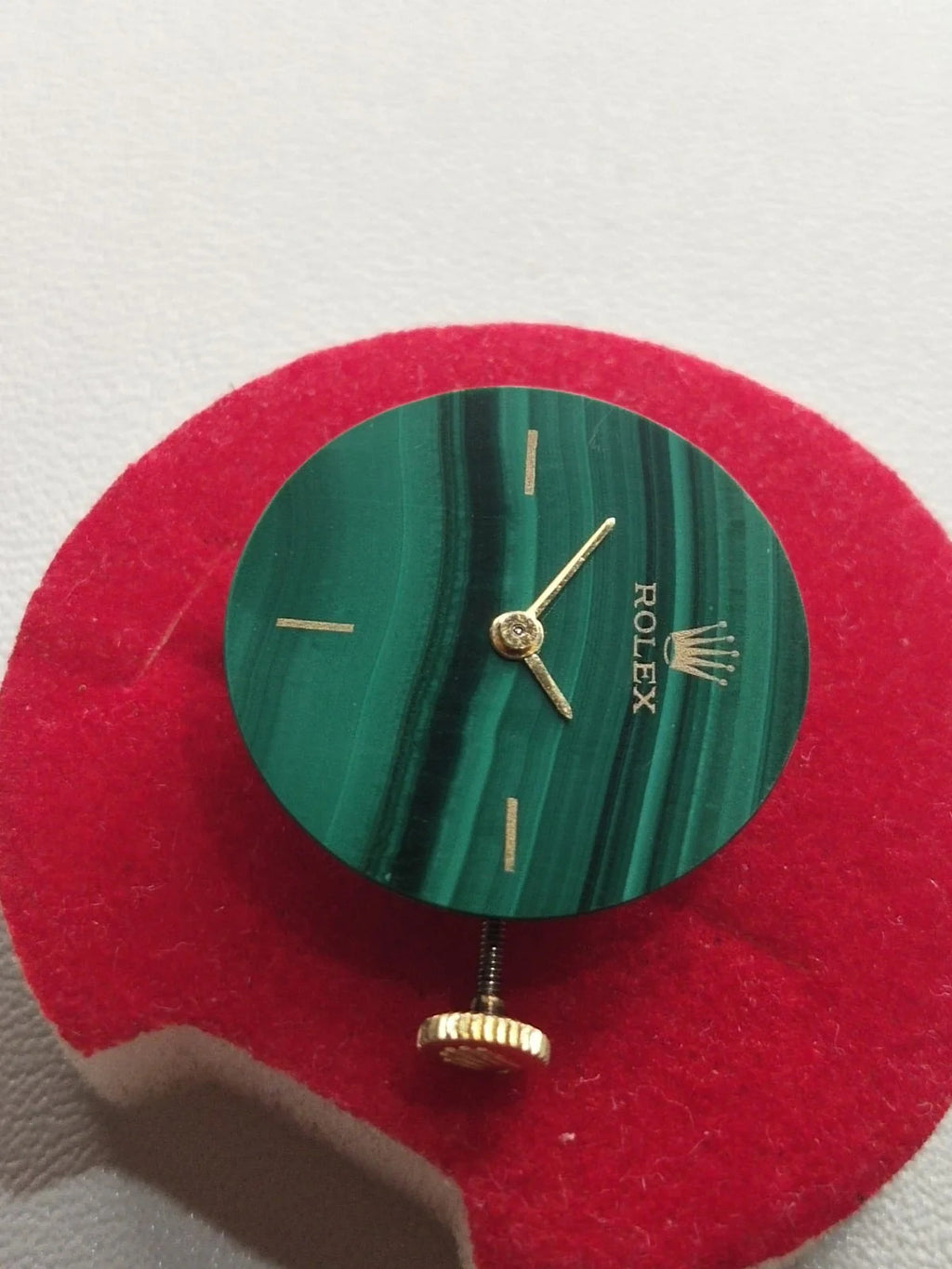 Rolex movement Cal 1400 With Malachite Dial /hands/ gold crown/ Full work /used
