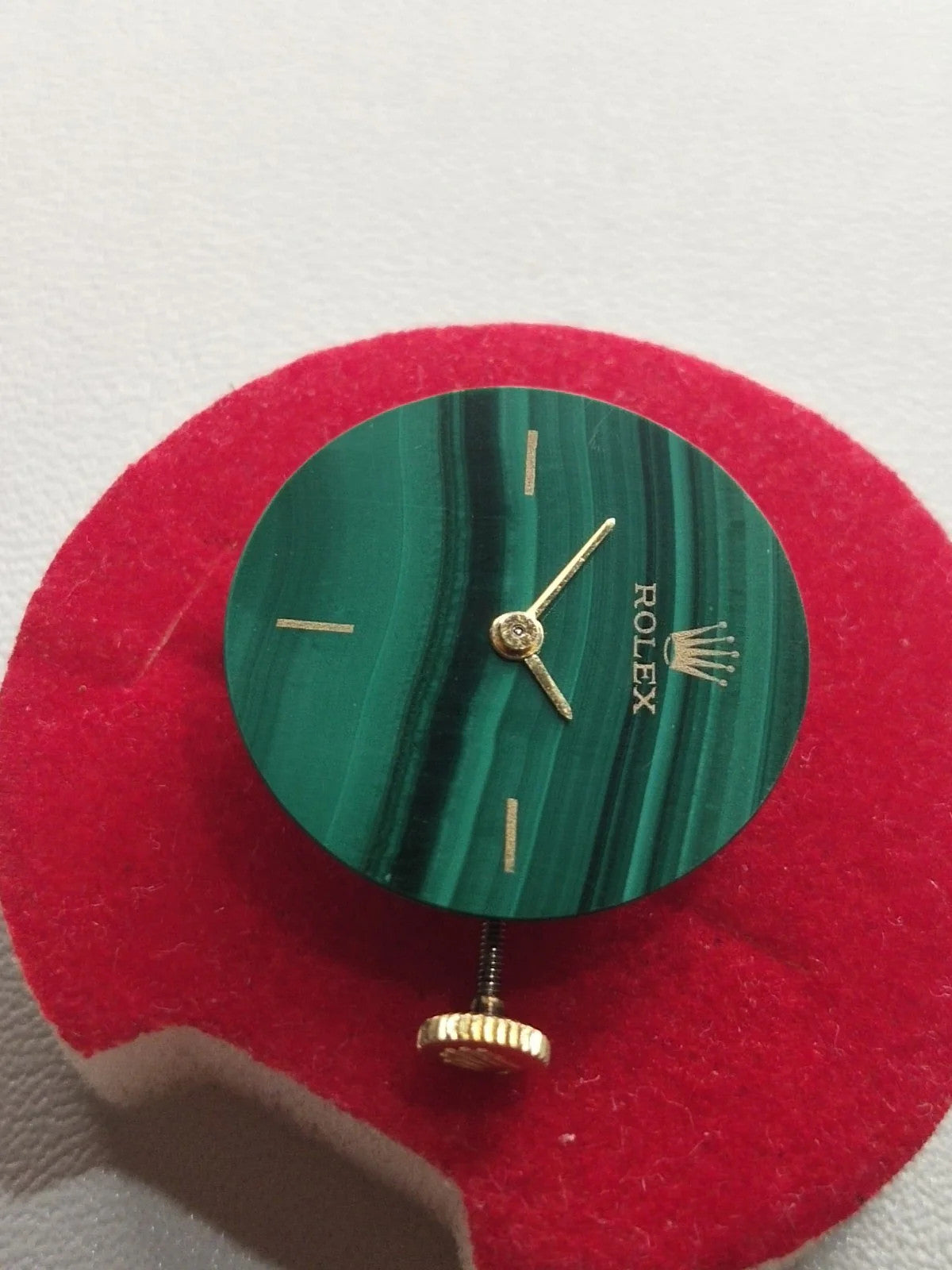 Rolex movement Cal 1400 With Malachite Dial /hands/ gold crown/ Full work /used