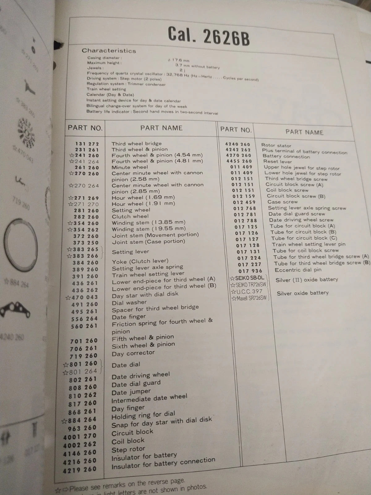 NOS Circuit Plock Seiko Cal / 2628A /2626A/2626BPart . 4001 270