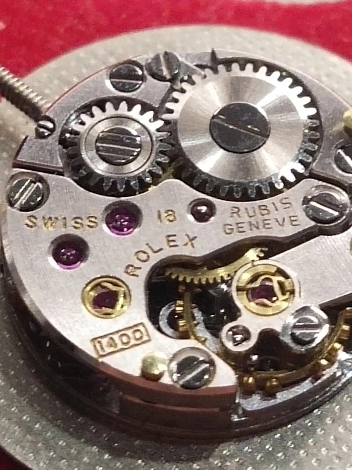 Rolex movement Cal 1400 With Malachite Dial /hands/ gold crown/ Full work /used