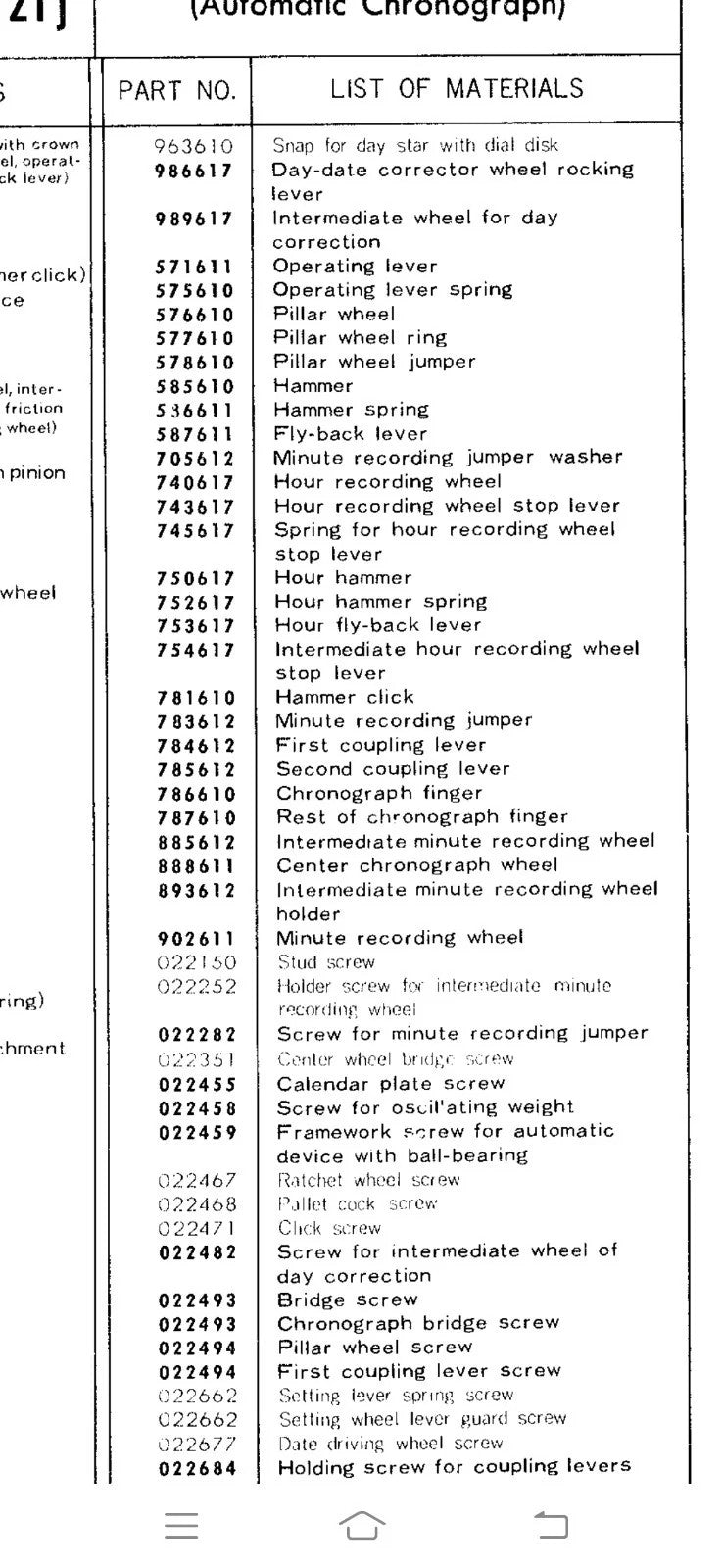 NOS SEIKO Original Part /706 610/6138/6139 chronograph finger