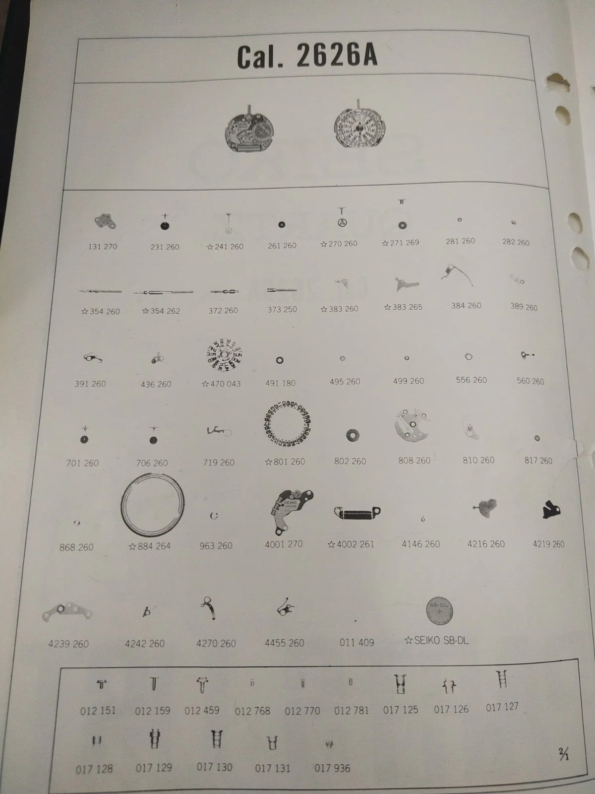NOS Circuit Plock Seiko Cal / 2628A /2626A/2626BPart . 4001 270
