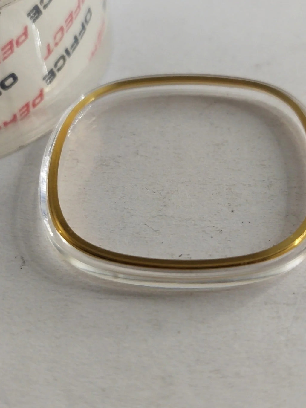 NOS Original Omega acrylic glass / Gold Tension Ring /With logo