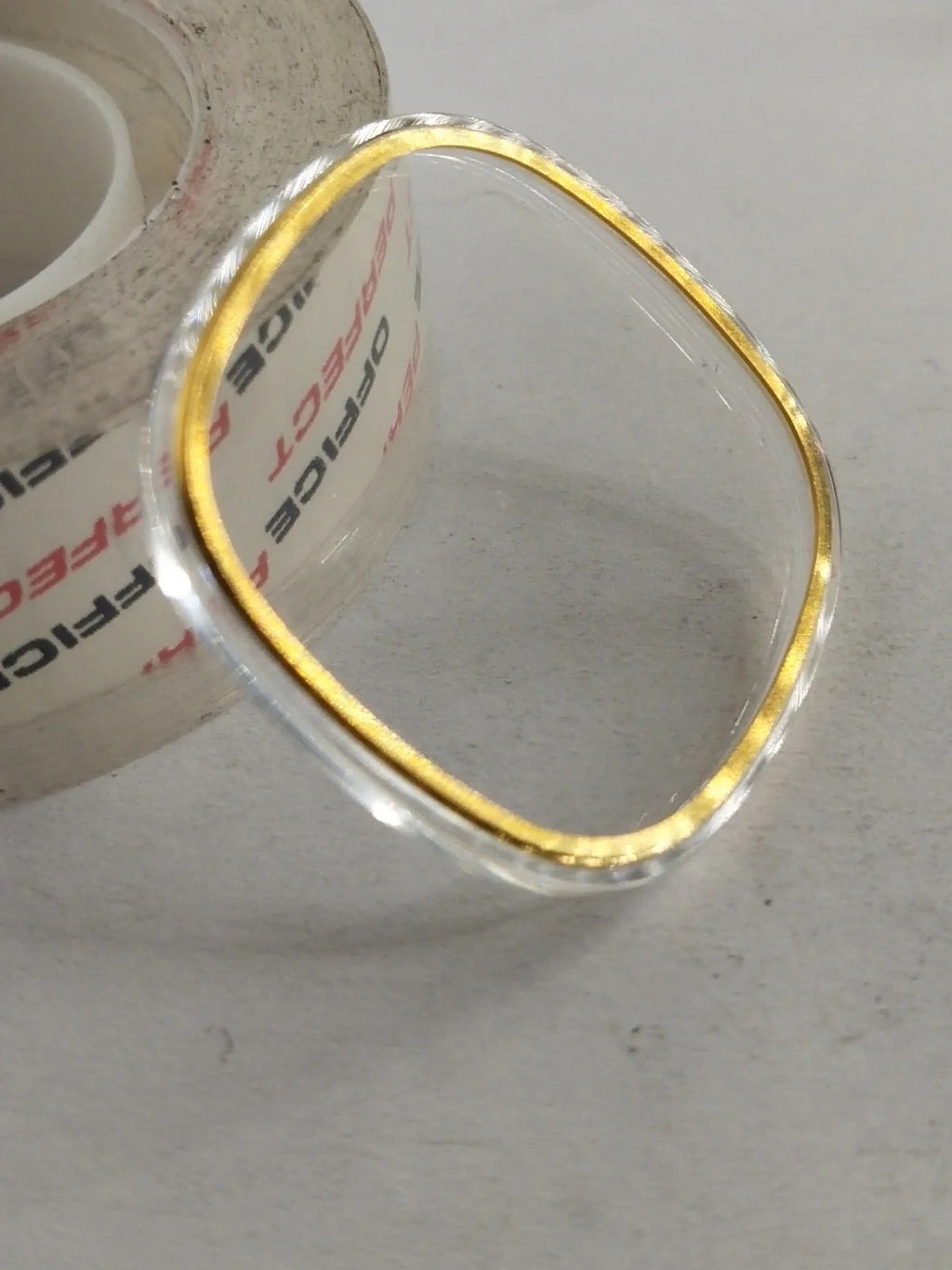 NOS Original Omega acrylic glass / Gold Tension Ring /With logo