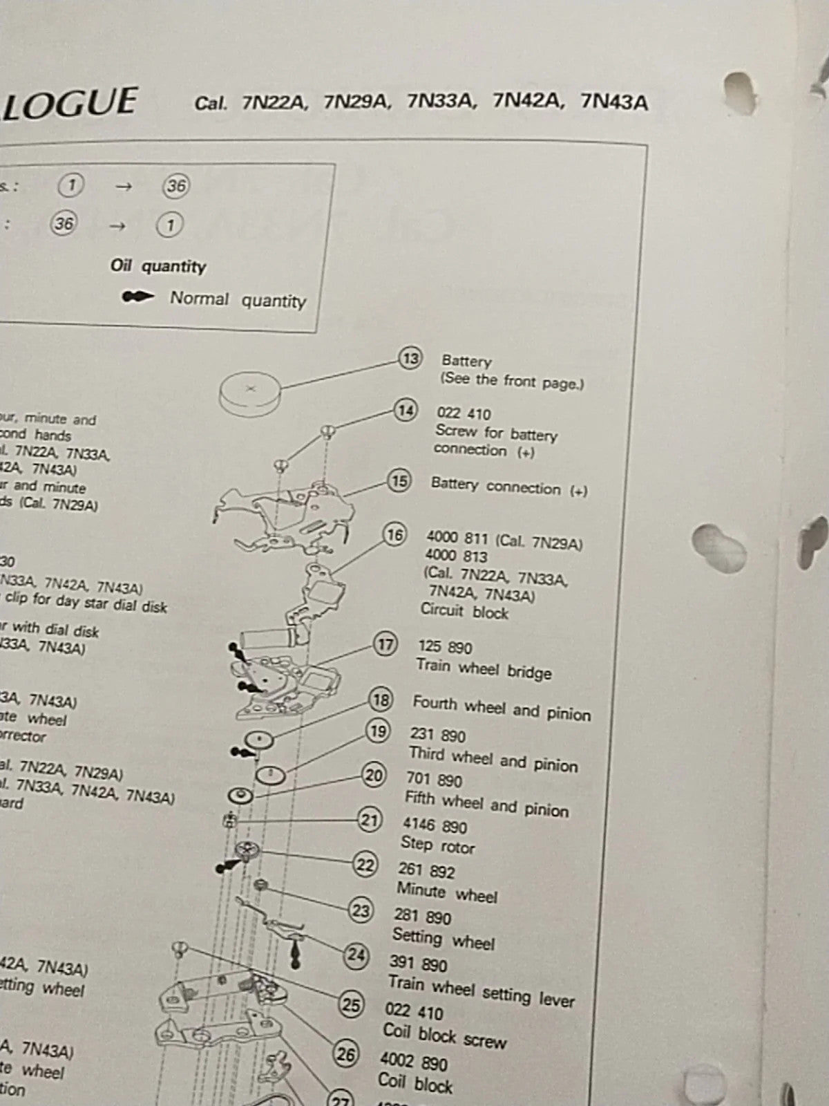 NOS Seiko circuit cal / 7N22A /29A/33A/42A/43A Part . 4000 811