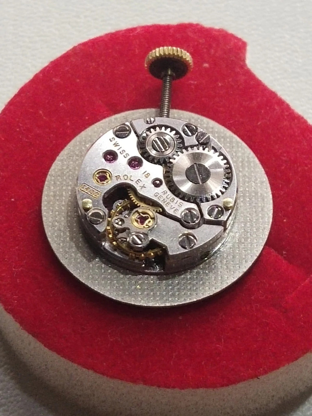 Rolex movement Cal 1400 With Malachite Dial /hands/ gold crown/ Full work /used