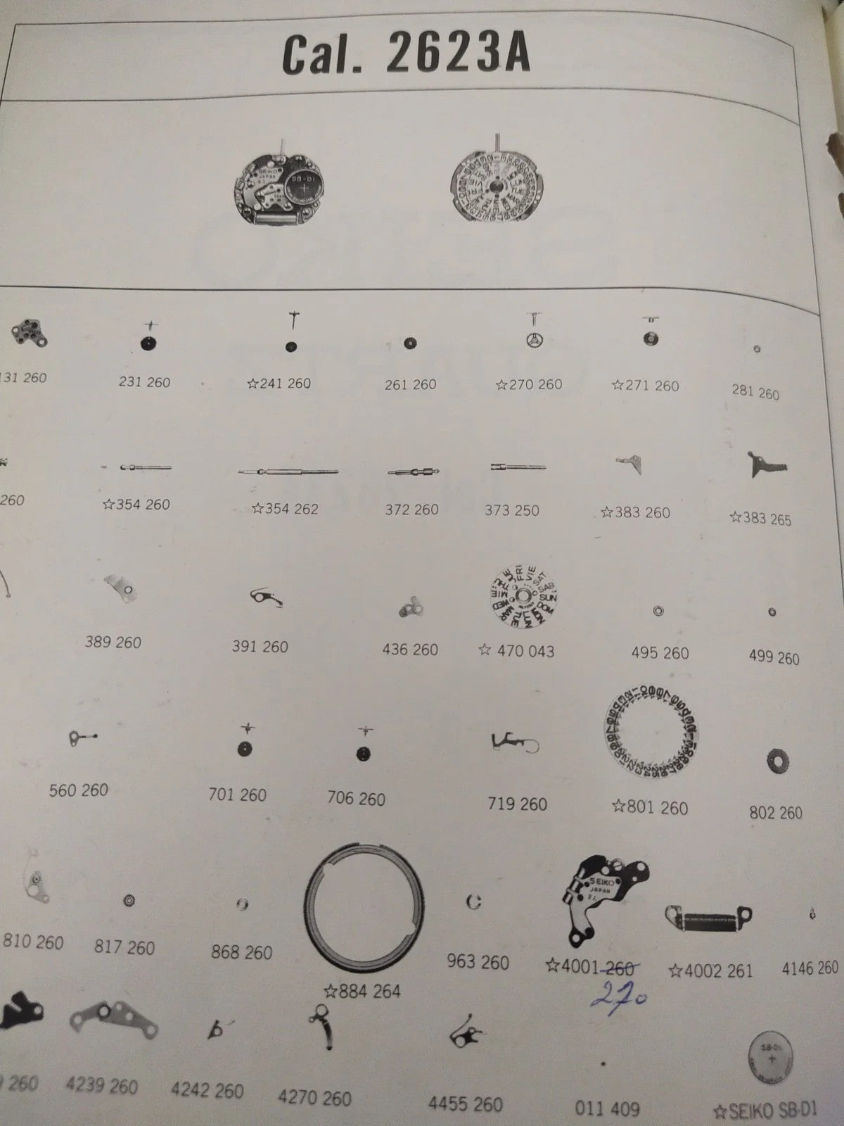 NOS Circuit Plock Seiko Cal / 2623A /Part . 4001 270