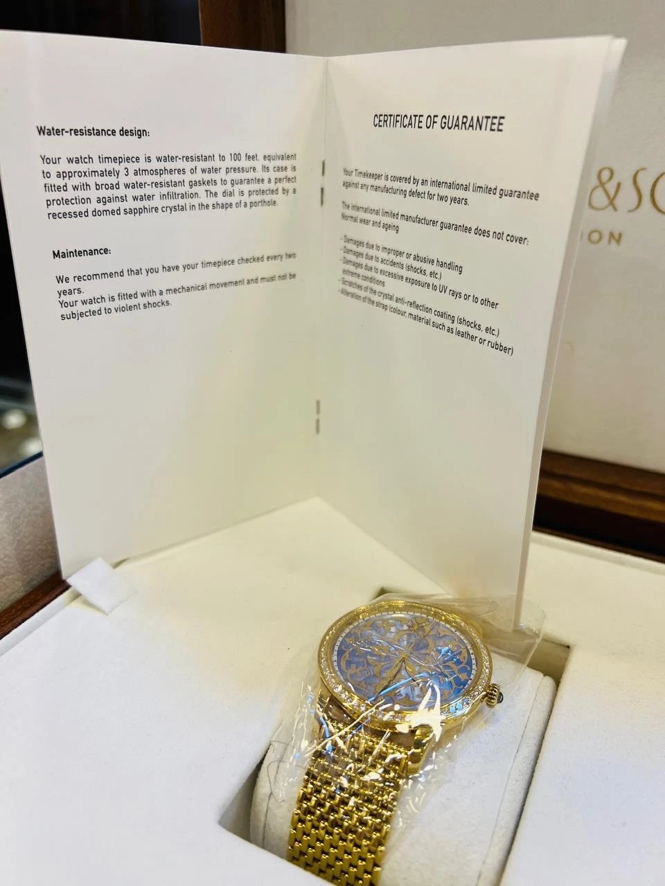 MOVEMENT WILLIAM & SON CAL. CW300/1 /DAIL GOLD & DIAMONDS/HANDS/GLASS/FULL WORK